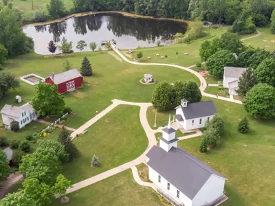 Bird's eye view of the Meridian Historical Village